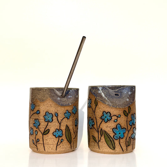 Forget Me Not Straw Cup